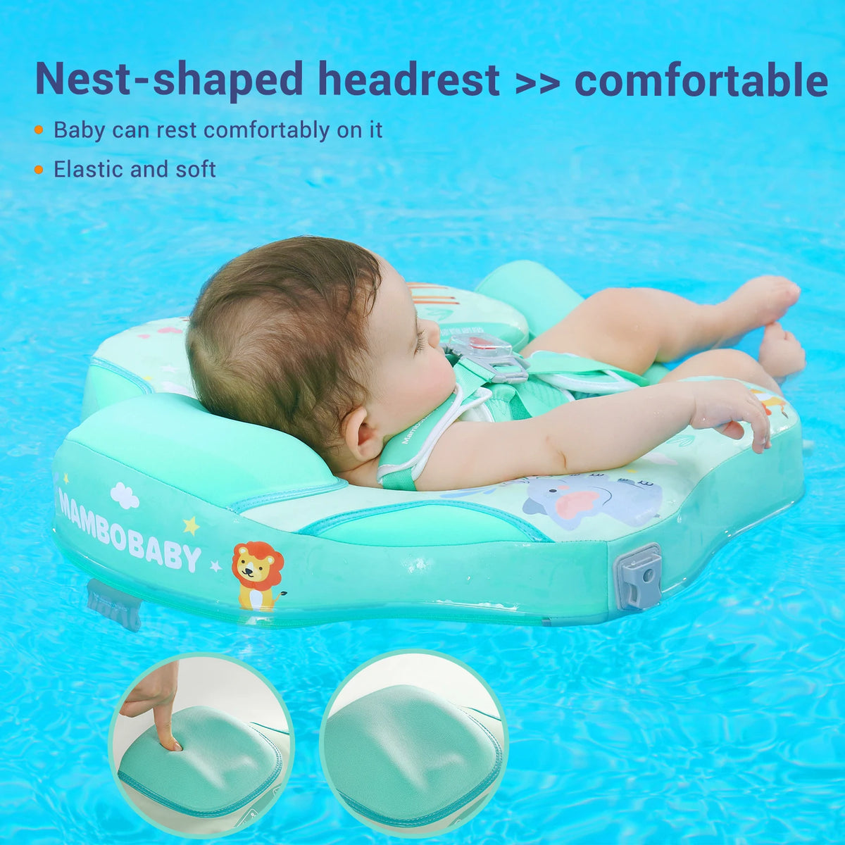 Mambobaby Non Inflatable Baby Swim Trainer With Removable Canopy