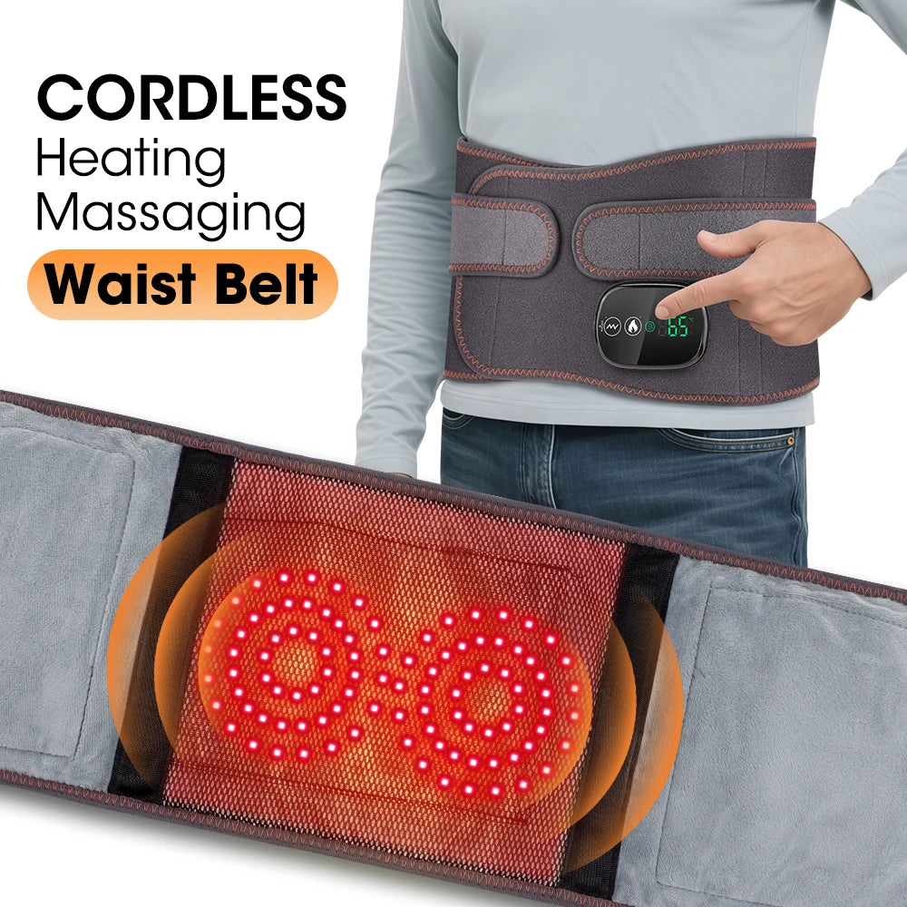Agdoad Heating Vibration Massager Belt Red Light Waist Support