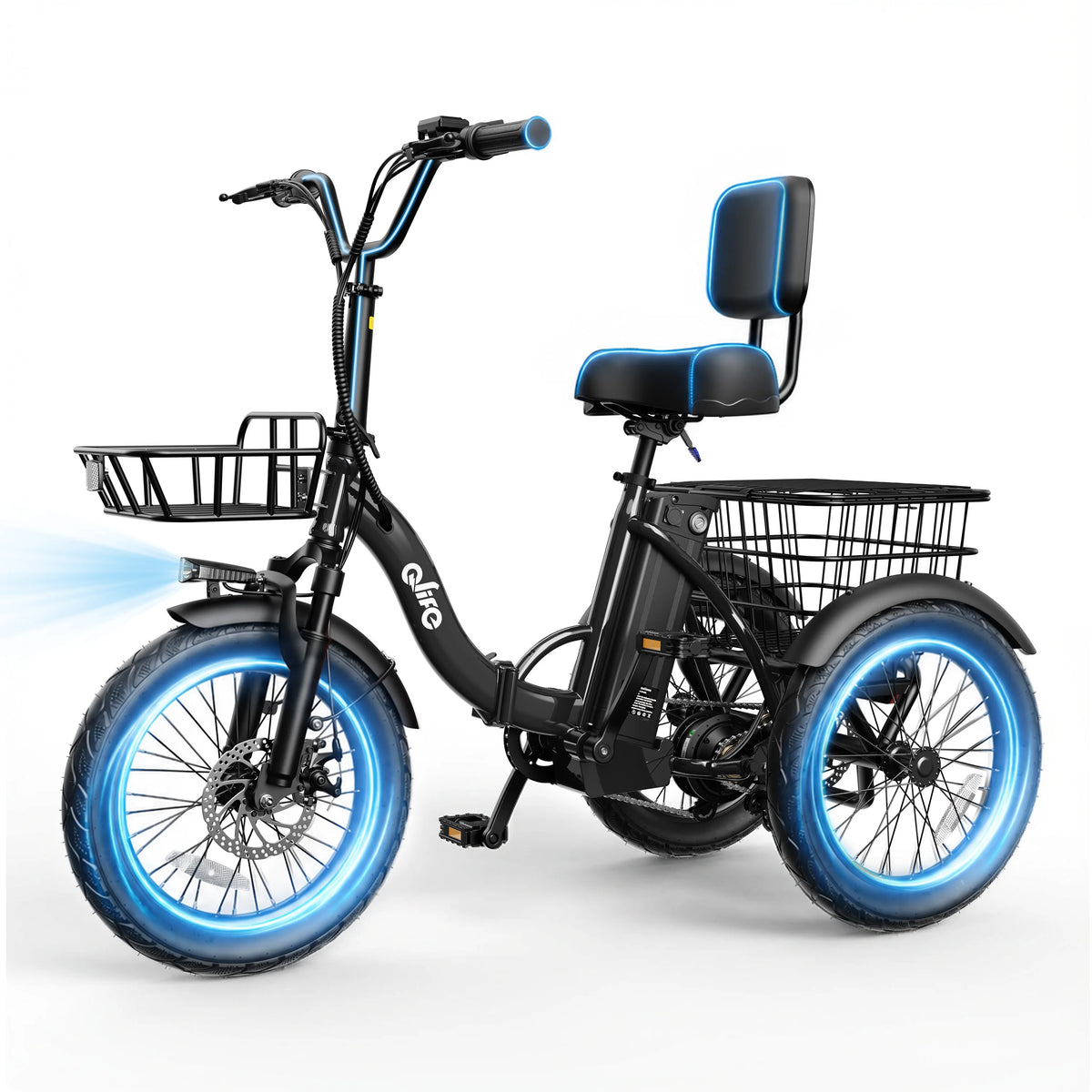 Qlife Triker 2.0 Folding Electric Trike 1200W Motor With Battery