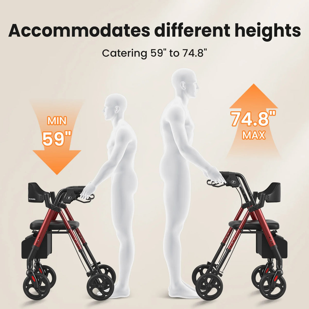 MaiDeSiTe Foldable Steel Walker With Seat For Seniors