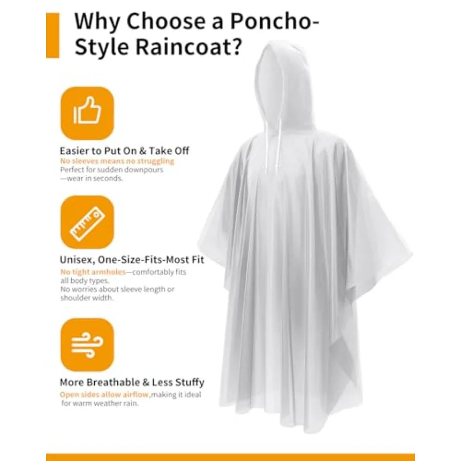 Compact Emergency Rain Poncho With Hood For Outdoor Activities