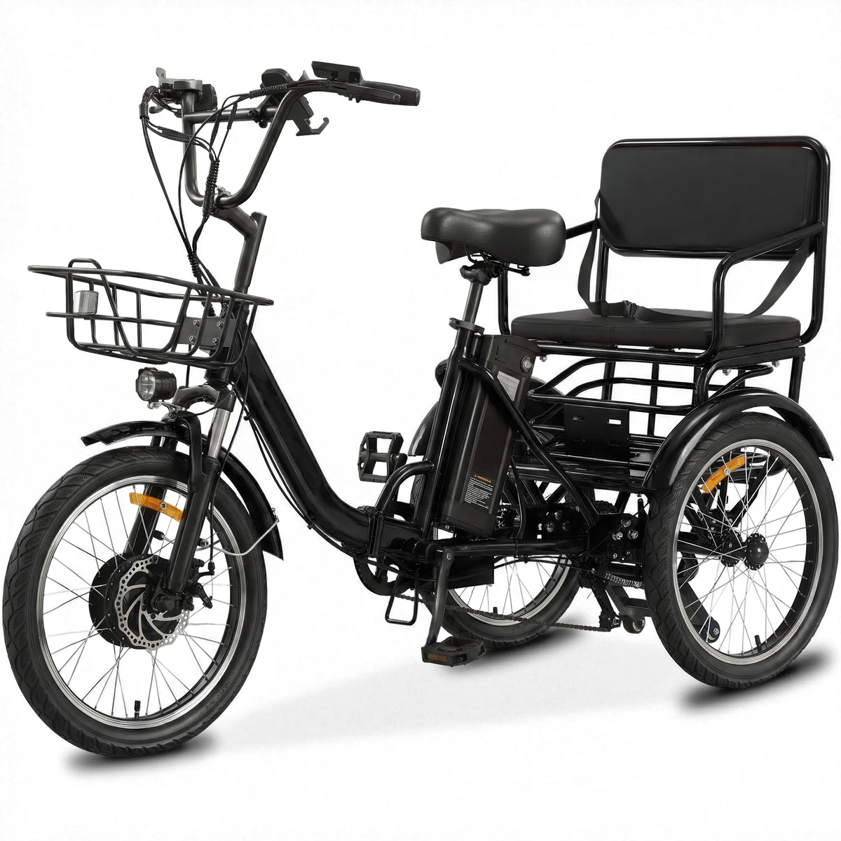 Adult Dual Seat Electric Tricycle With Pedals And Cargo Space