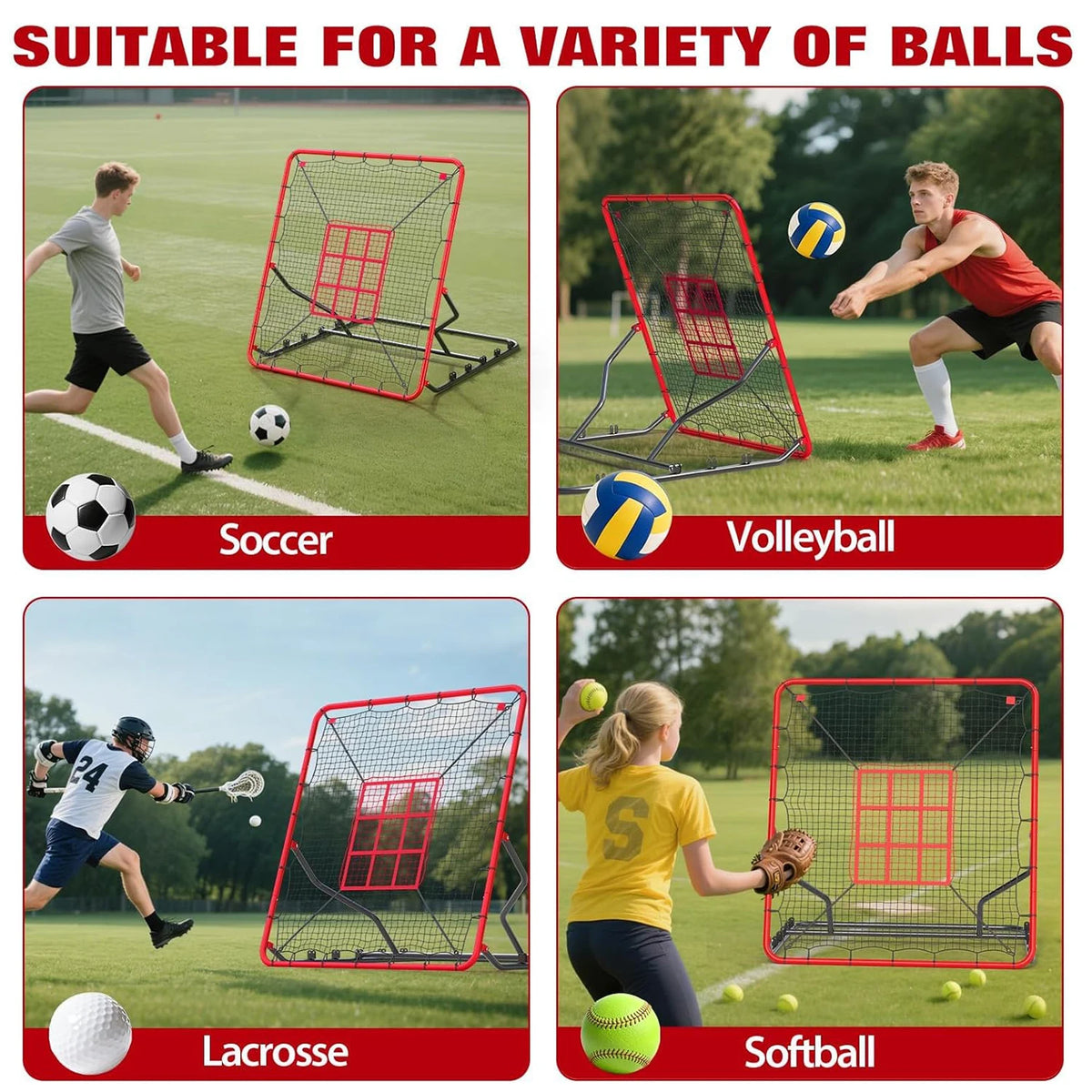HiMISS Adjustable Multisport Rebounder Net For Baseball Soccer Drills