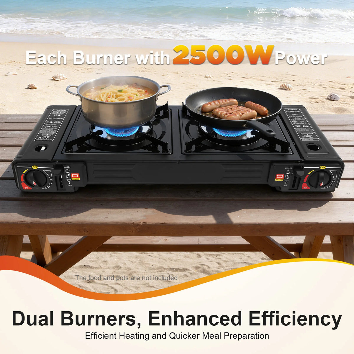 Portable Two Burner Gas Stove With Baking Tray And Case