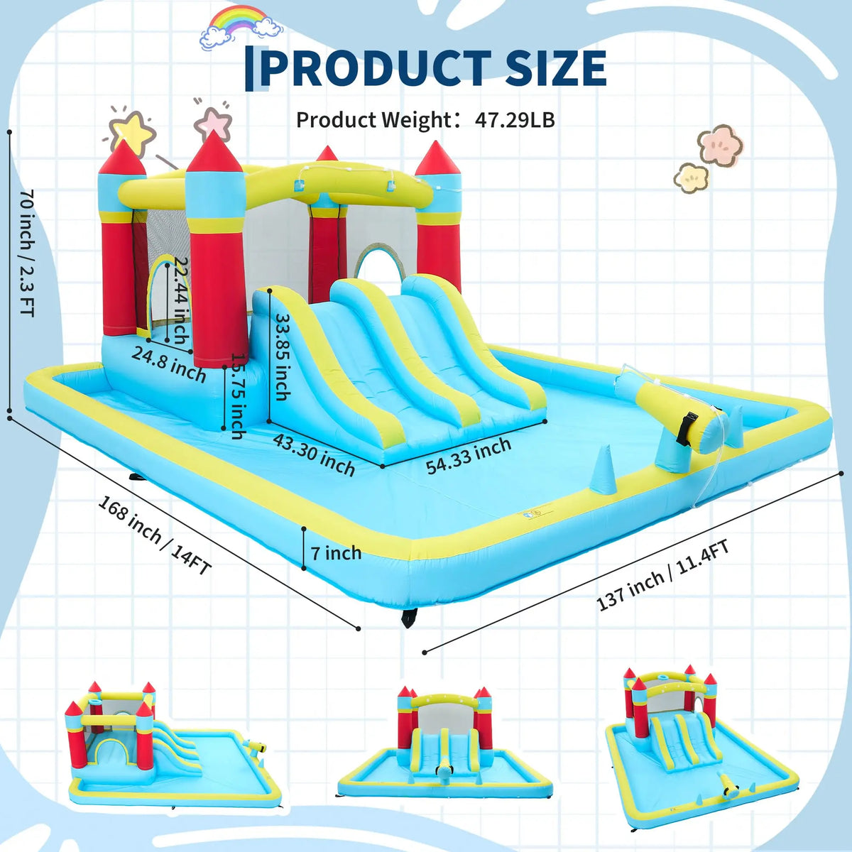 HiMiss Kids Inflatable Water Slide And Bounce House