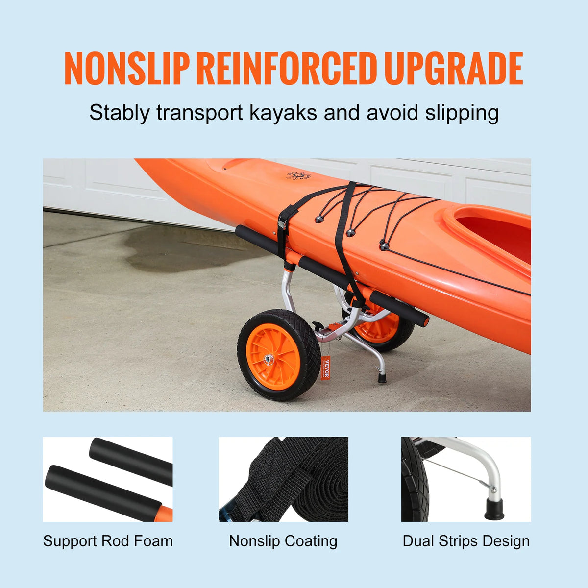 SucceBuy Detachable Kayak Cart With Adjustable Width And Solid Tires