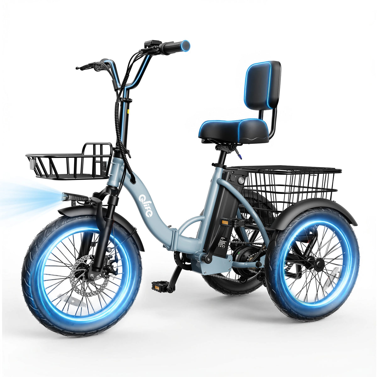 Qlife Triker 2.0 Folding E-Trike 1200W 48V 10.4AH Fat Tire