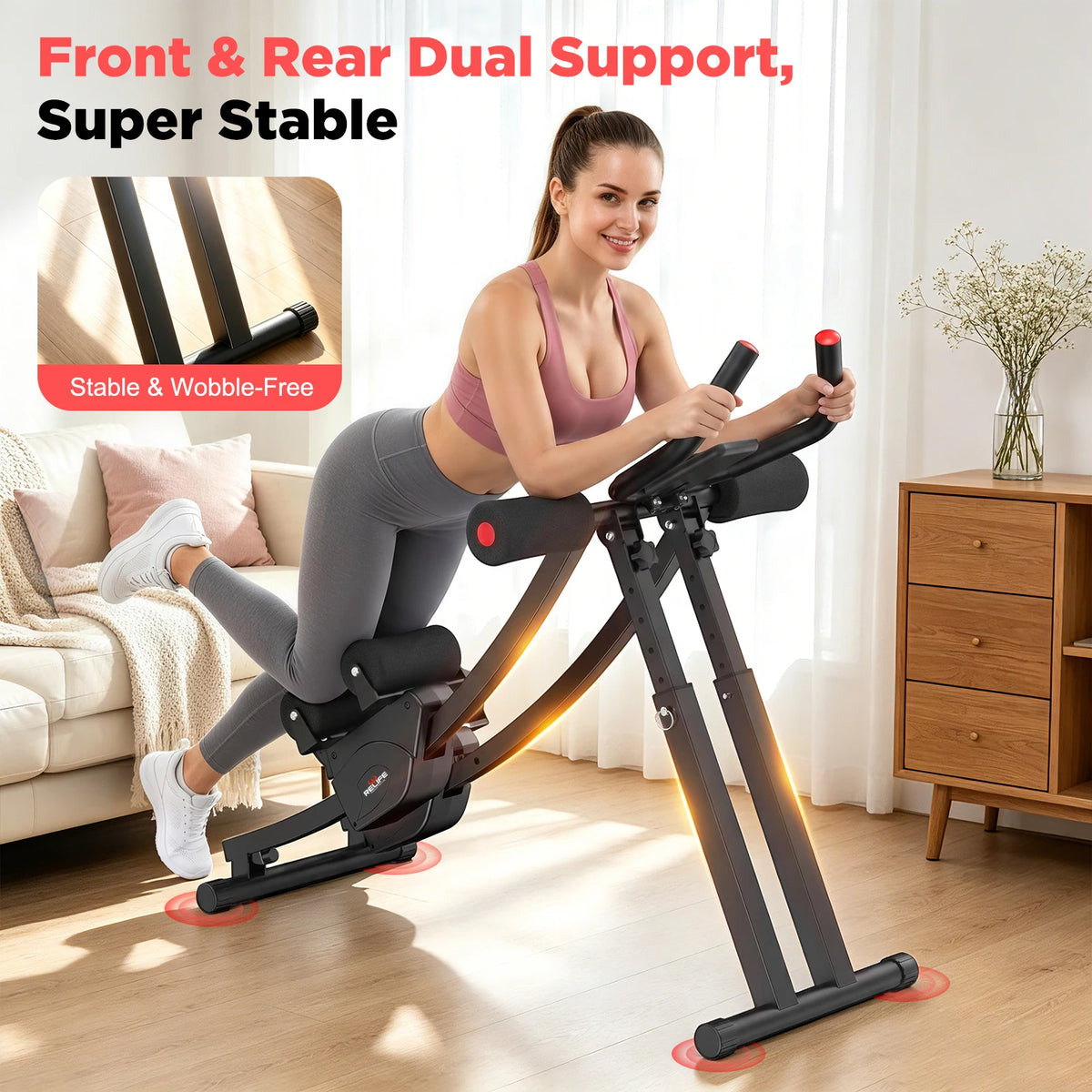 Foldable Dual Track Core Trainer With Adjustable Resistance Display