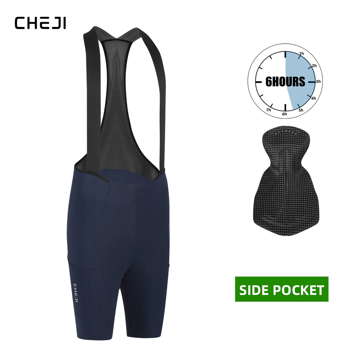 Cheji Men's Seamless Cycling Bib Shorts Breathable Quick Dry Fabric