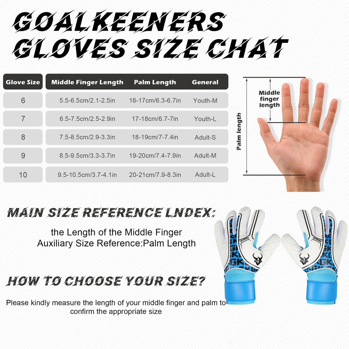 GKHMNEW Professional Soccer Goalkeeper Gloves With Strong Grip Palms