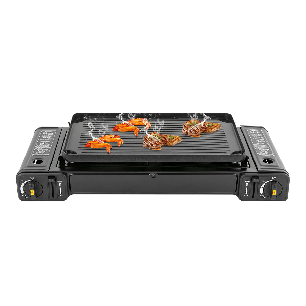 Portable Two Burner Gas Stove With Baking Tray And Case