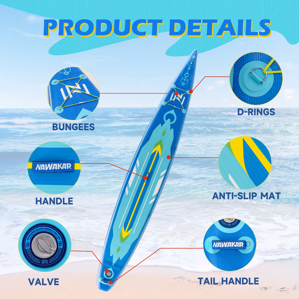 US Stock High Quality Stand Up Paddleboard Double Thickened Surfboard