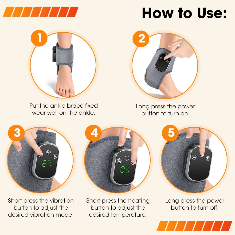 Pastsky Rechargeable Red Light Ankle Brace With Heat And Massage