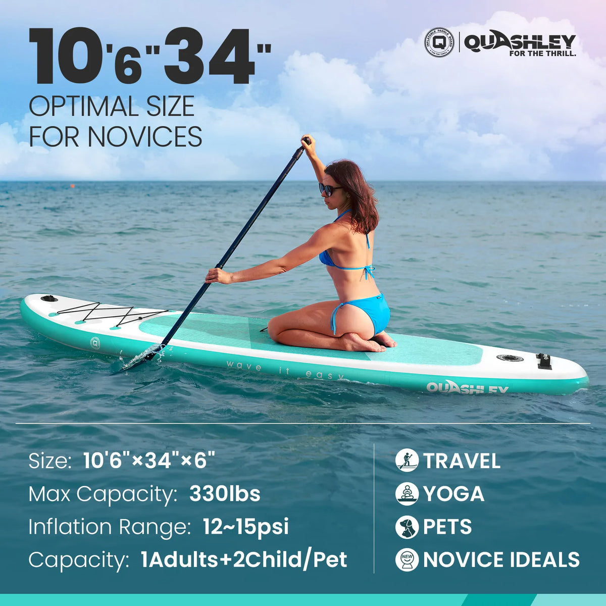 Quashley Inflatable Stand Up Paddle Board Complete Set