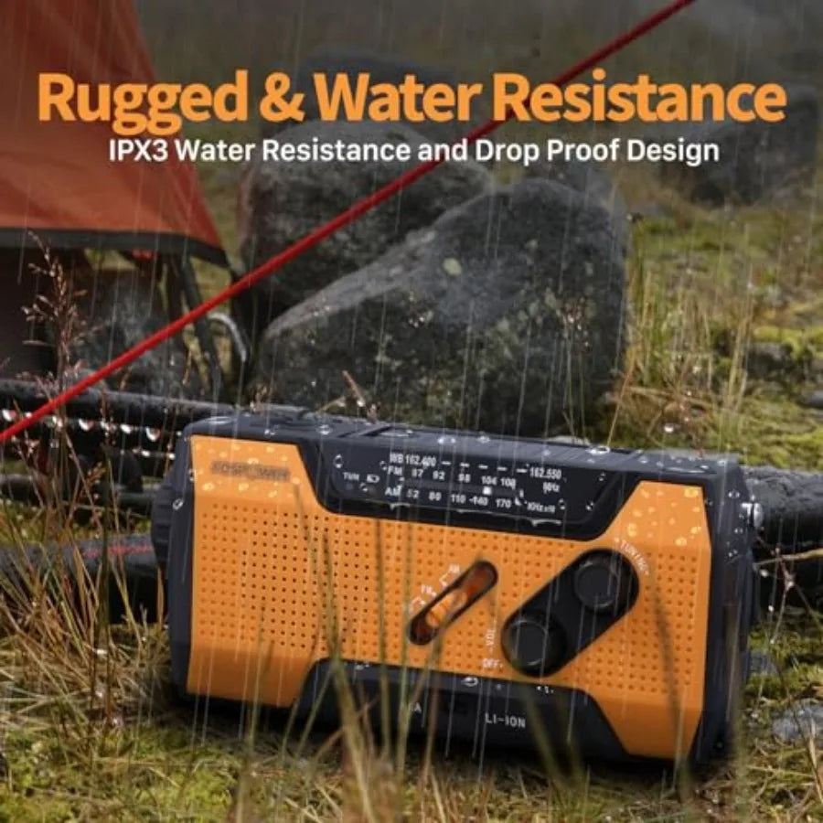 Portable Emergency Weather Radio With Power Bank Solar Hand Crank