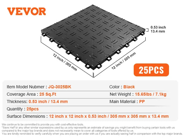 SucceBuy Garage Tiles Interlocking Garage Floor Covering Tiles Non-Slip Double-Sided Texture for Garages Basements Repair Shops