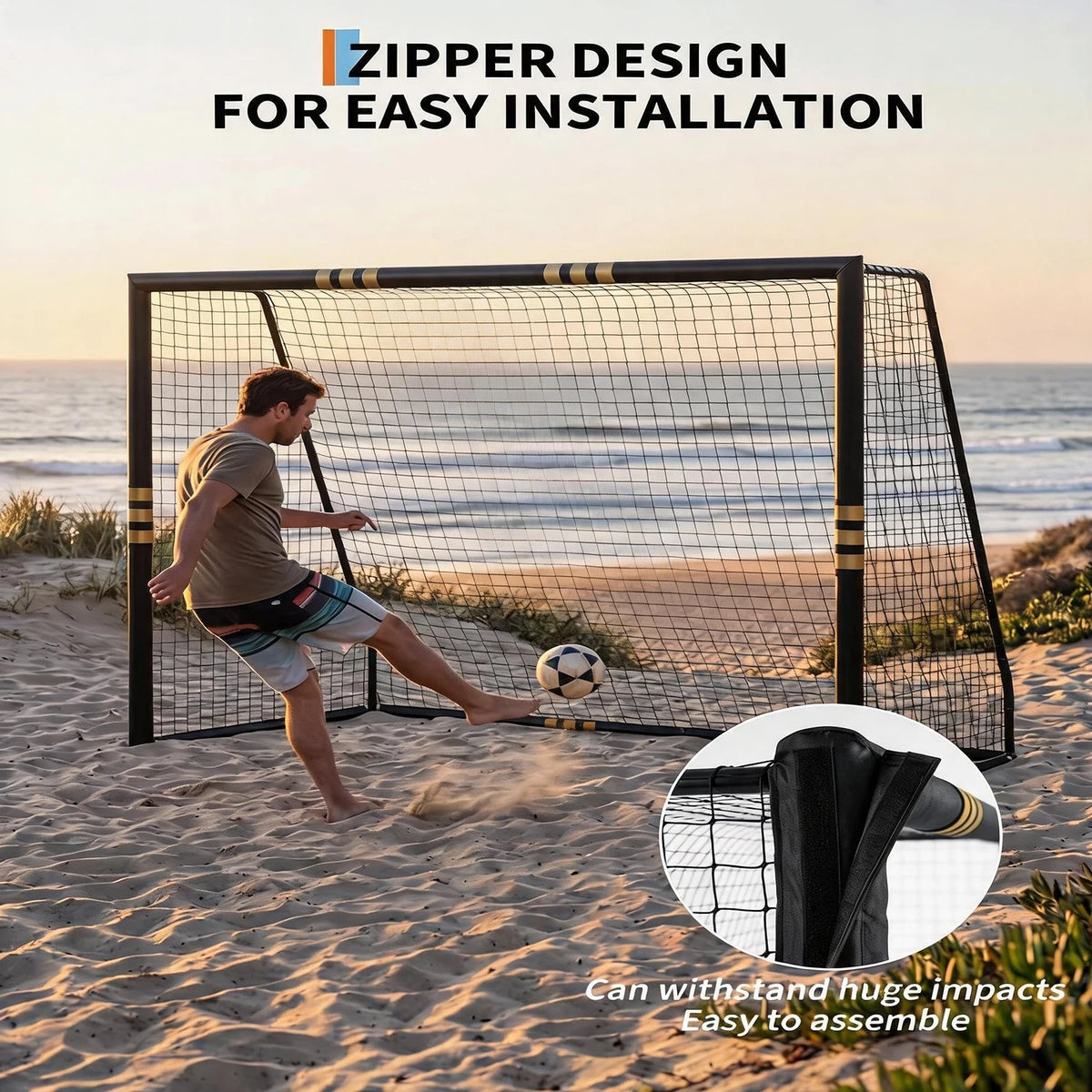 HiMISS Heavy Duty Steel Soccer Goal With Padded Posts