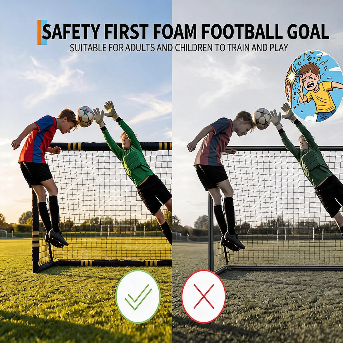 HiMISS Heavy Duty Steel Soccer Goal With Padded Posts