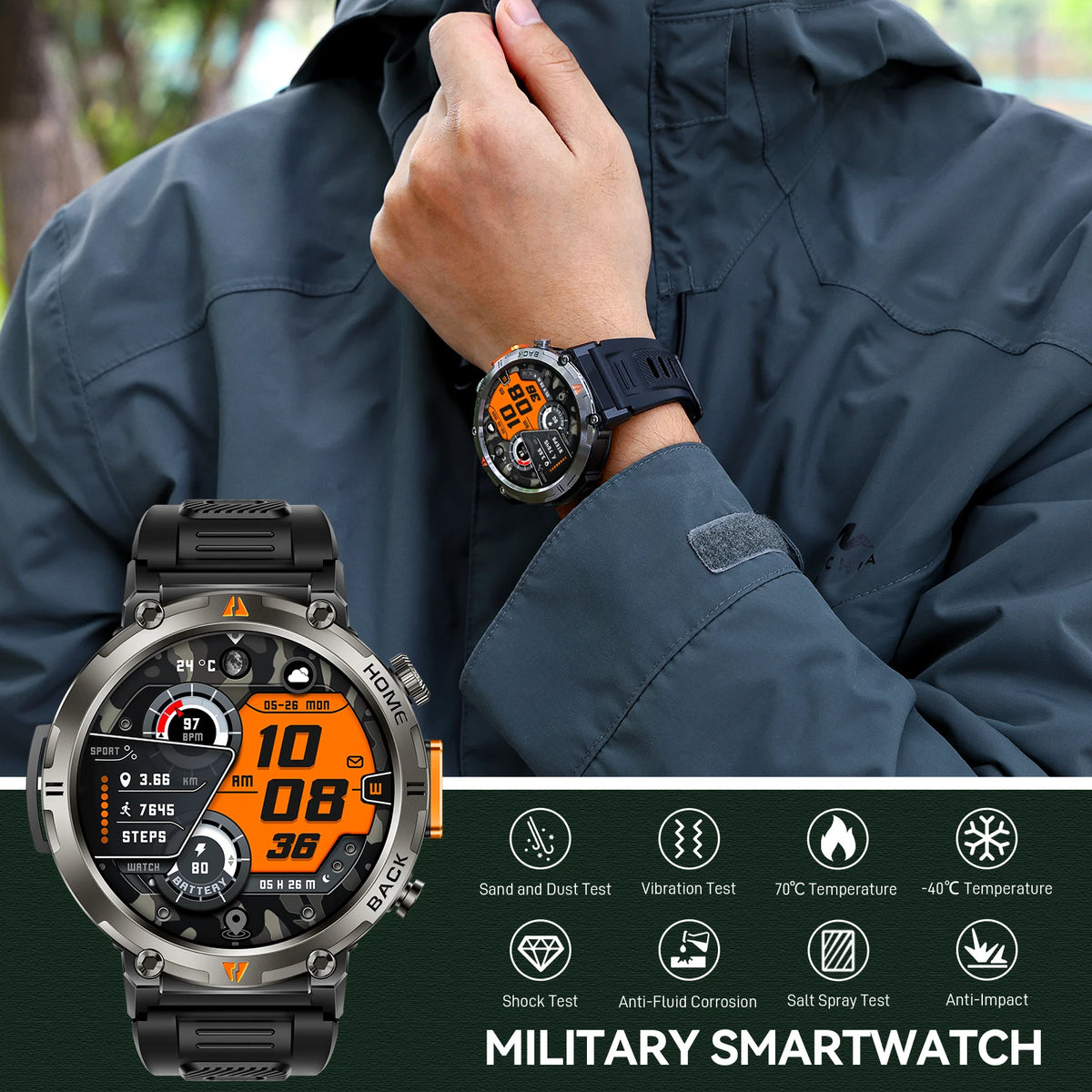 EIGIIS Ke3 Bluetooth Smartwatch With Heart Rate Health Monitoring