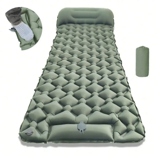 Portable Inflatable Camping Sleeping Pad With Integrated Air Pump