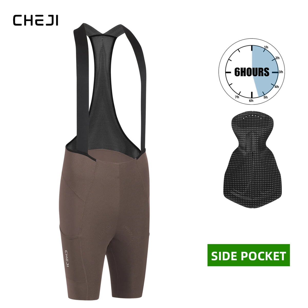Cheji Men's Seamless Cycling Bib Shorts Breathable Quick Dry Fabric