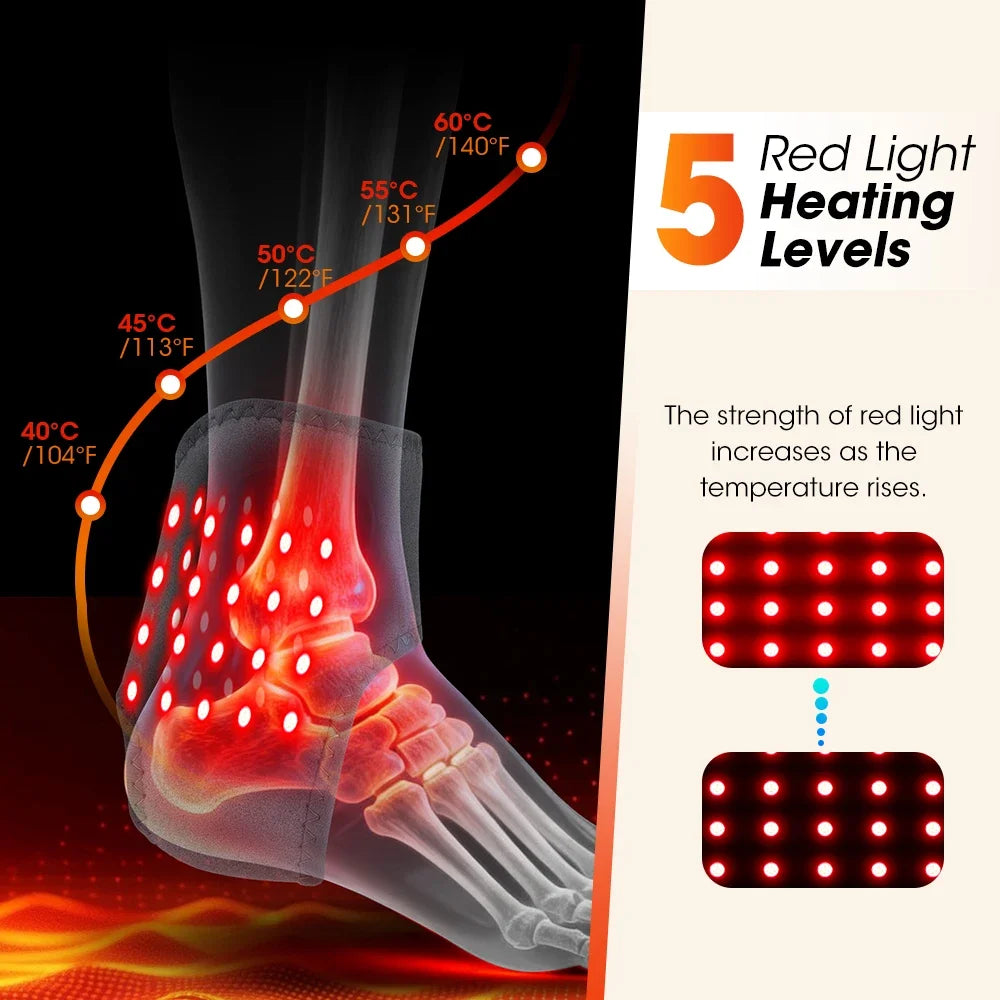Pastsky Rechargeable Red Light Ankle Brace With Heat And Massage