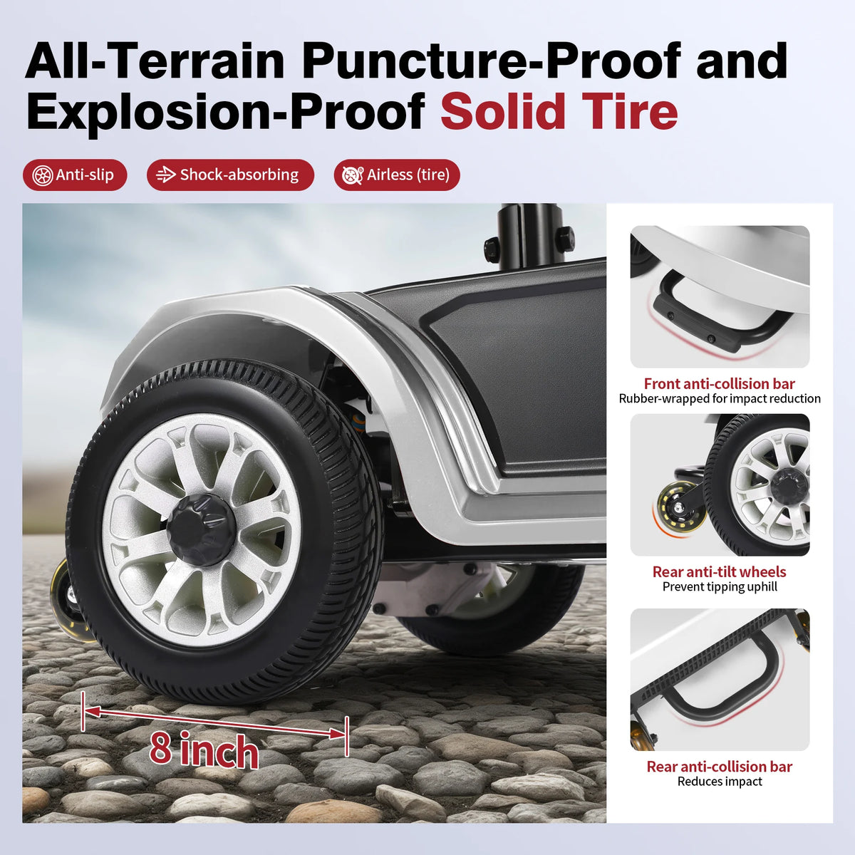 Long Range Foldable Electric Mobility Scooter With Extended Magnetic Brake