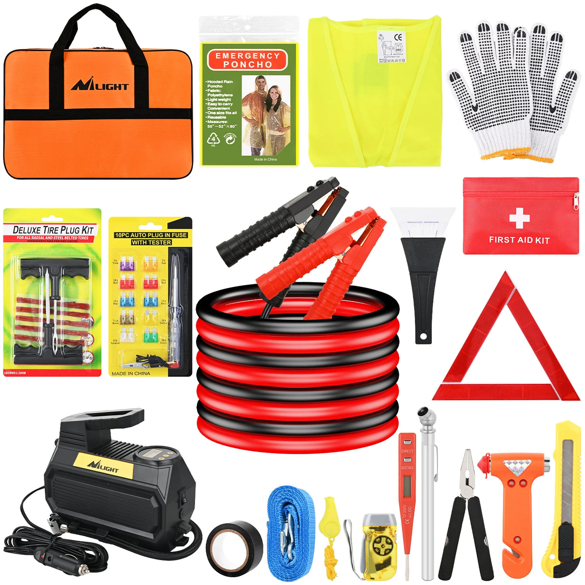 Nilight Car Emergency Kit With Jumper Cable And First Aid