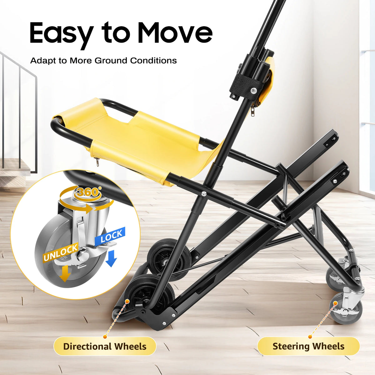 Heavy Duty Foldable Stair Chair For Elderly Emergency Evacuation