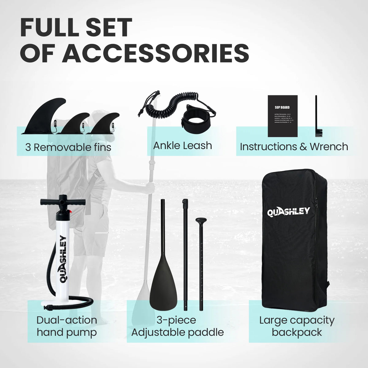 Quashley Inflatable Stand Up Paddle Board Complete Set