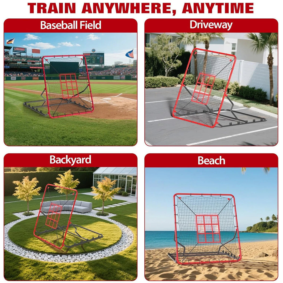 HiMISS Adjustable Multisport Rebounder Net For Baseball Soccer Drills