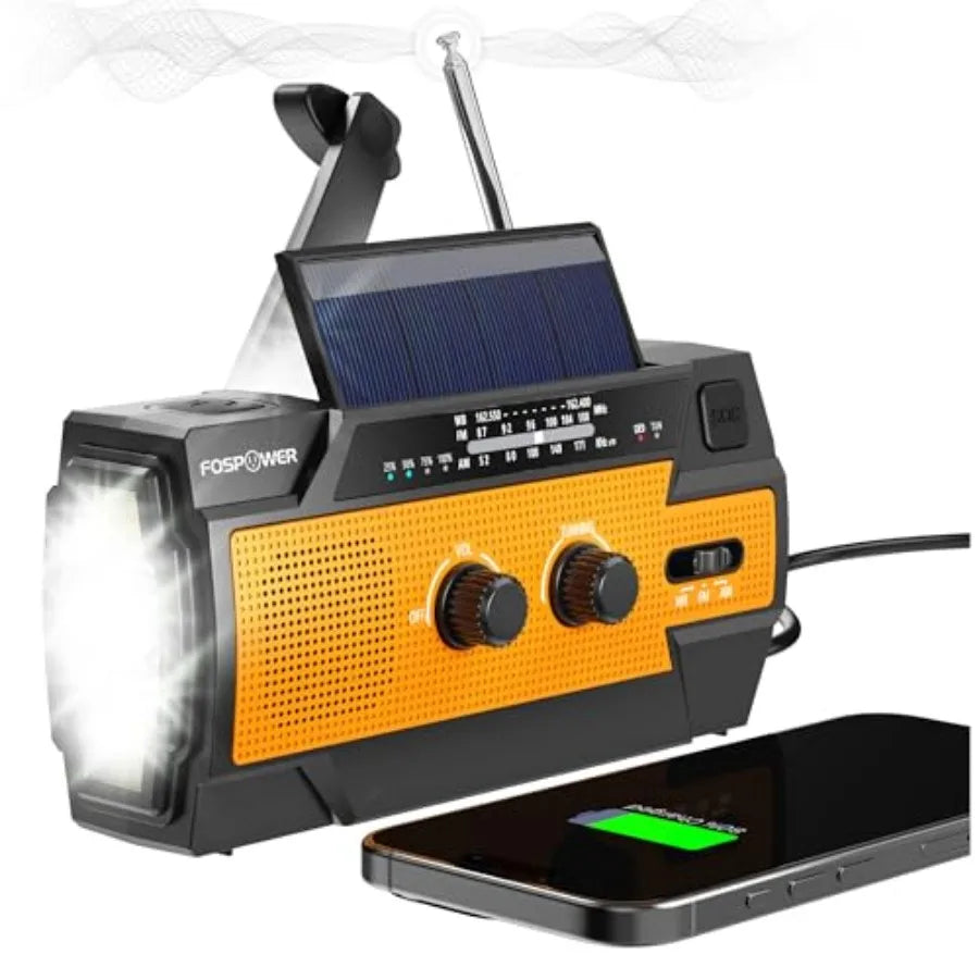Portable Emergency Weather Radio With Power Bank Solar Hand Crank