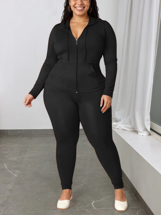 Casual Streetwear Zip Hoodie and Joggers Matching Set