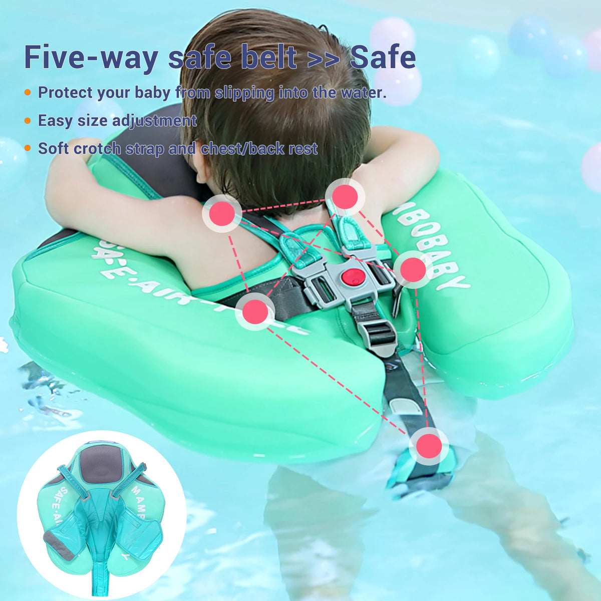 Mambobaby Baby Float Sunshade Canopy Crotch Strap Solid Core Design