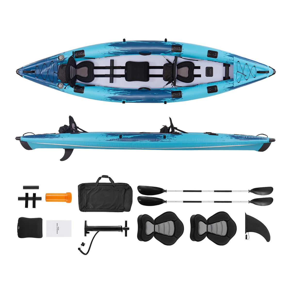 Two Person Inflatable Kayak With Padded Seats And Paddles