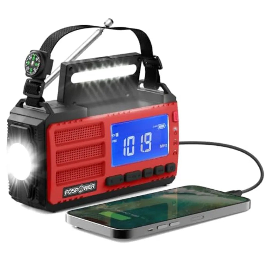 Portable Emergency Weather Radio With Power Bank Solar Hand Crank