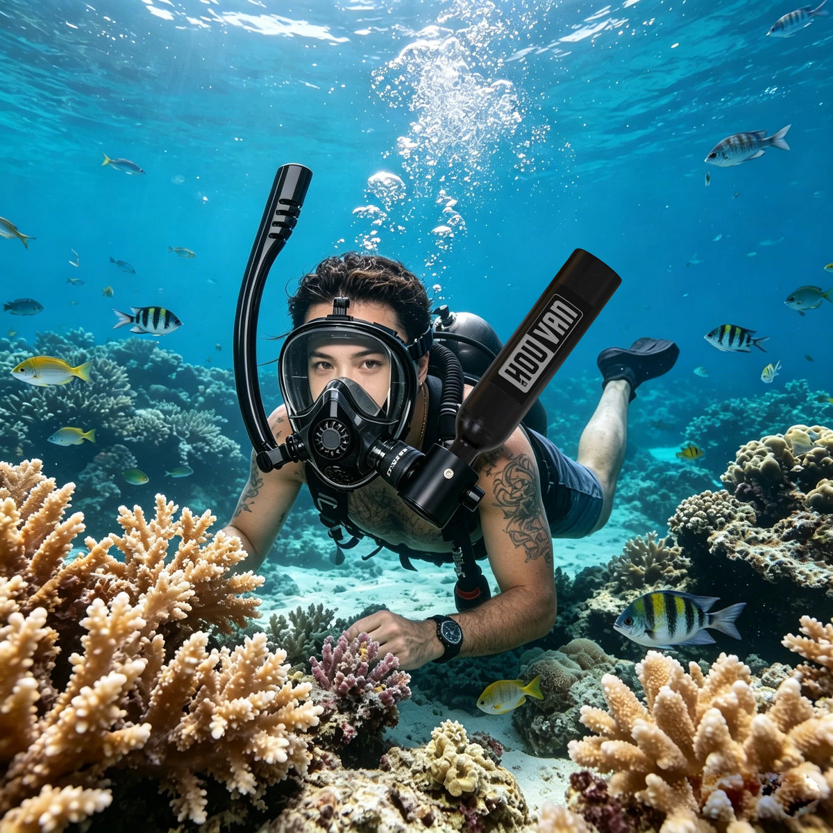 Portable Mini Diving Tank With Snorkel Mask And Pump