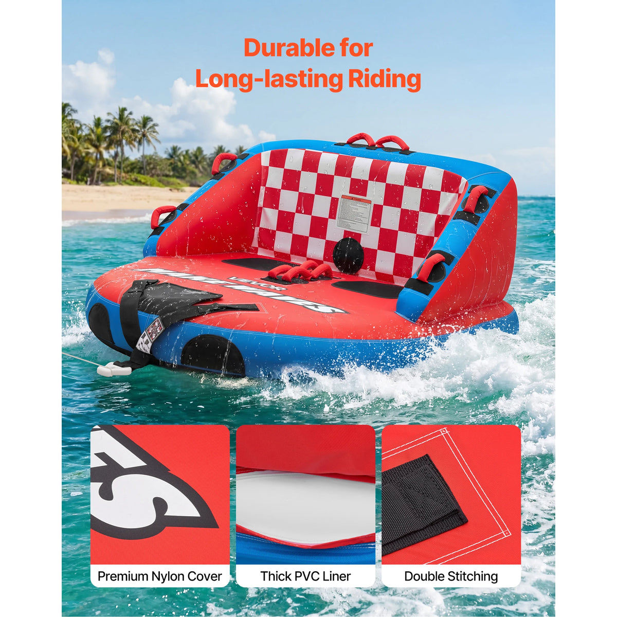 SucceBuy Multi Rider Towable Water Sports Tube With Nylon Cover