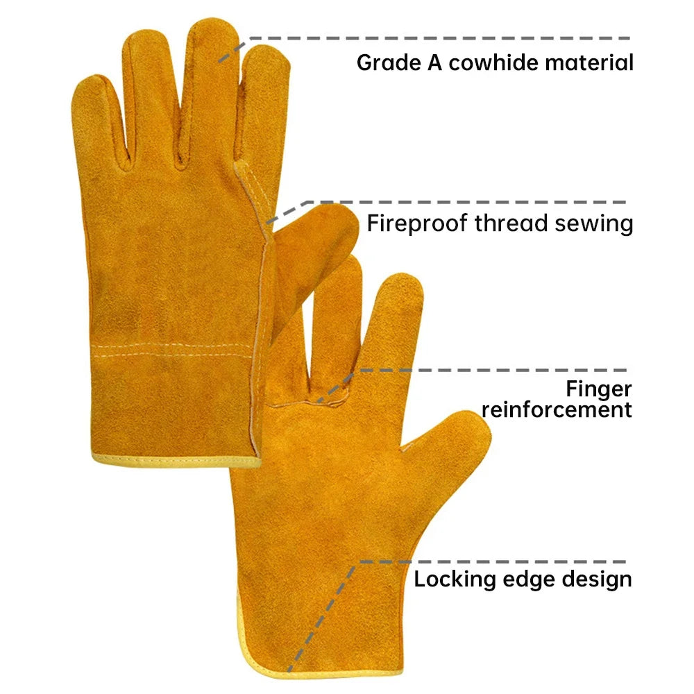 Heavy Duty Sheepskin Leather Welding Gloves For Heat Resistant Safety