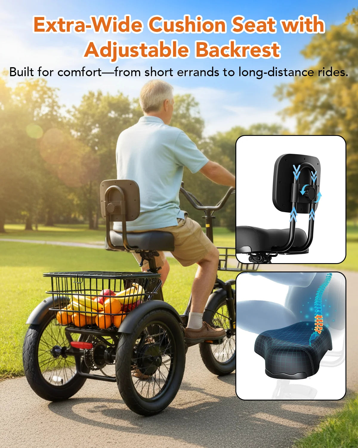 Qlife Triker 2.0 Folding E-Trike 1200W 48V 10.4AH Fat Tire