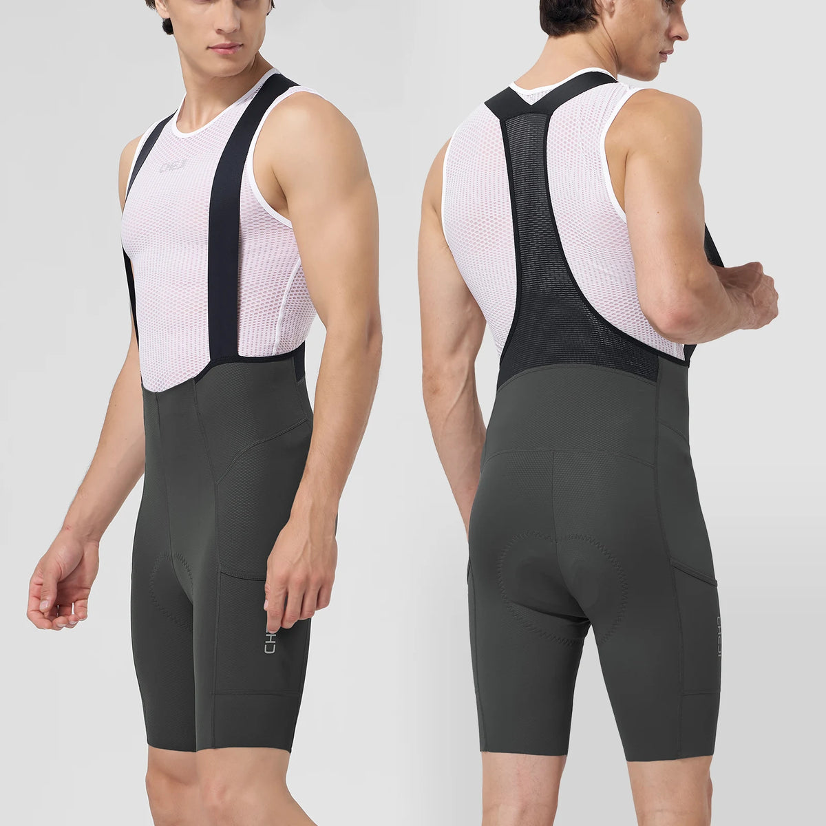 Cheji Men's Seamless Cycling Bib Shorts Breathable Quick Dry Fabric
