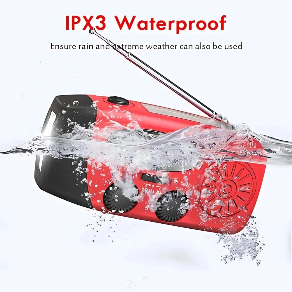 Portable Solar Emergency Radio With Led Flashlight And Power Bank