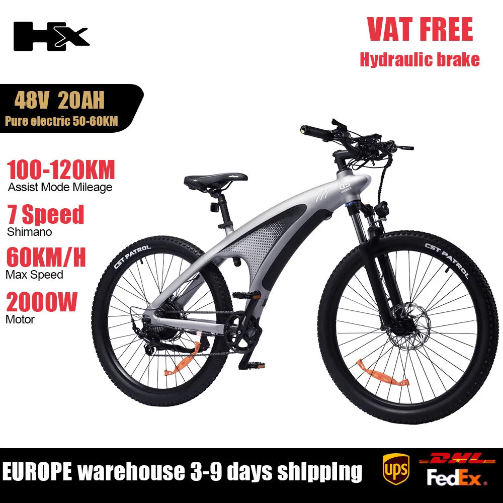 Huanci Q5 2000W Torque Sensor Electric Mountain Bike Removable Battery