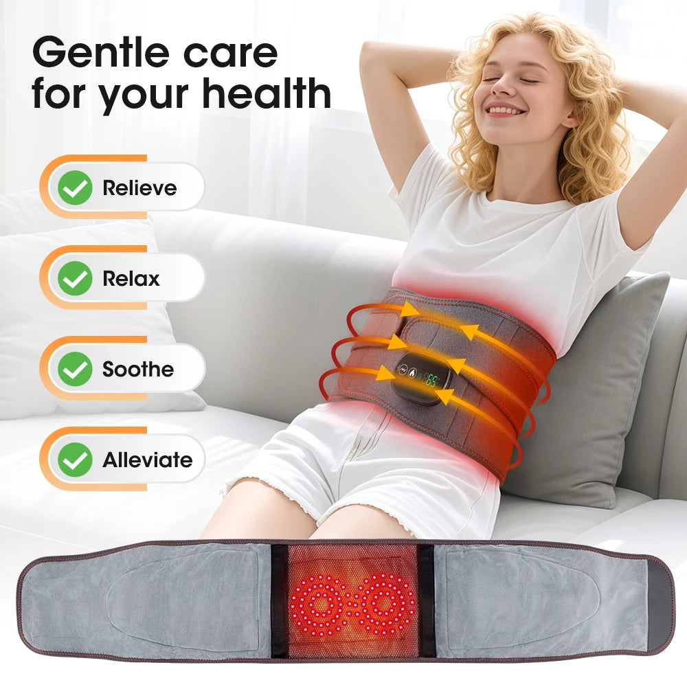 Agdoad Heating Vibration Massager Belt Red Light Waist Support