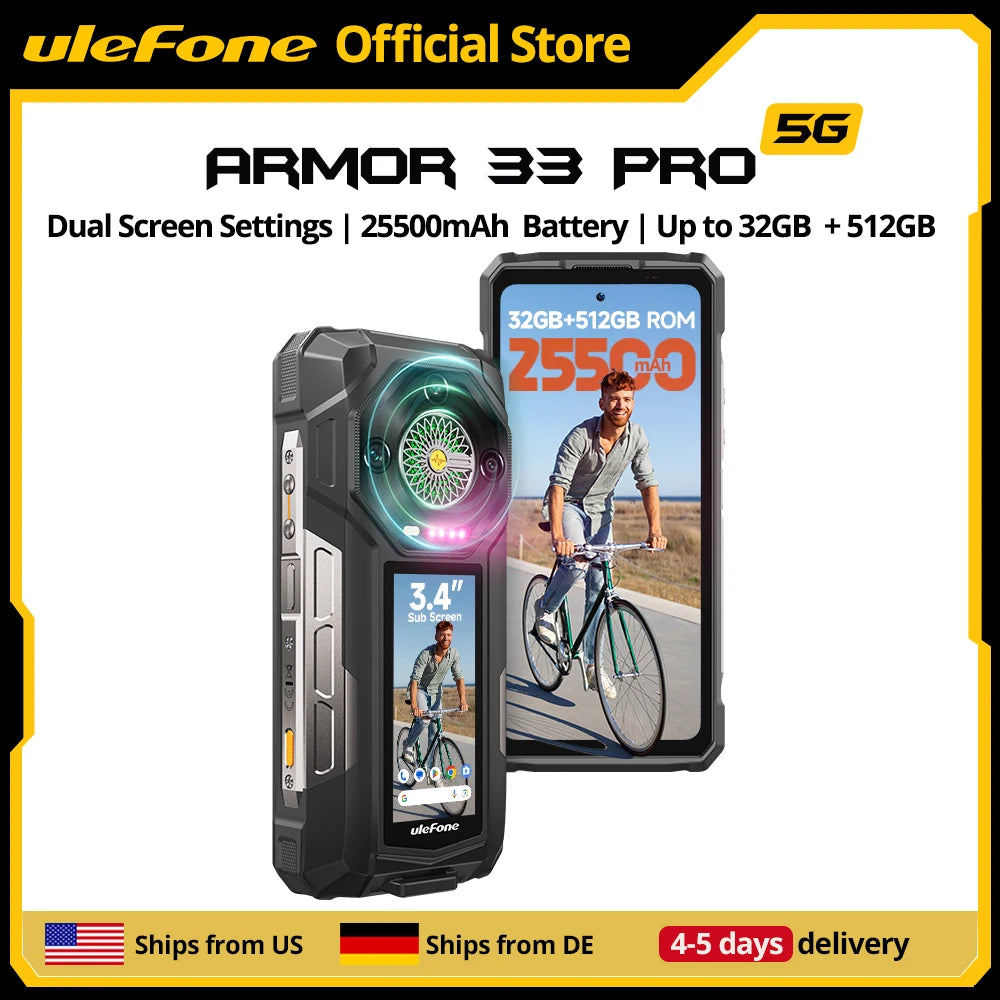 Ulefone Armor 33 Pro 5G Rugged Dual Screen Android Smartphone