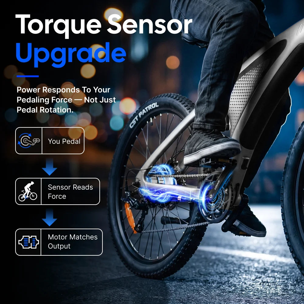 Huanci Q5 2000W Torque Sensor Electric Mountain Bike Removable Battery