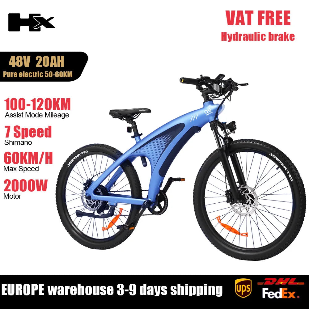 Huanci Q5 2000W Torque Sensor Electric Mountain Bike Removable Battery