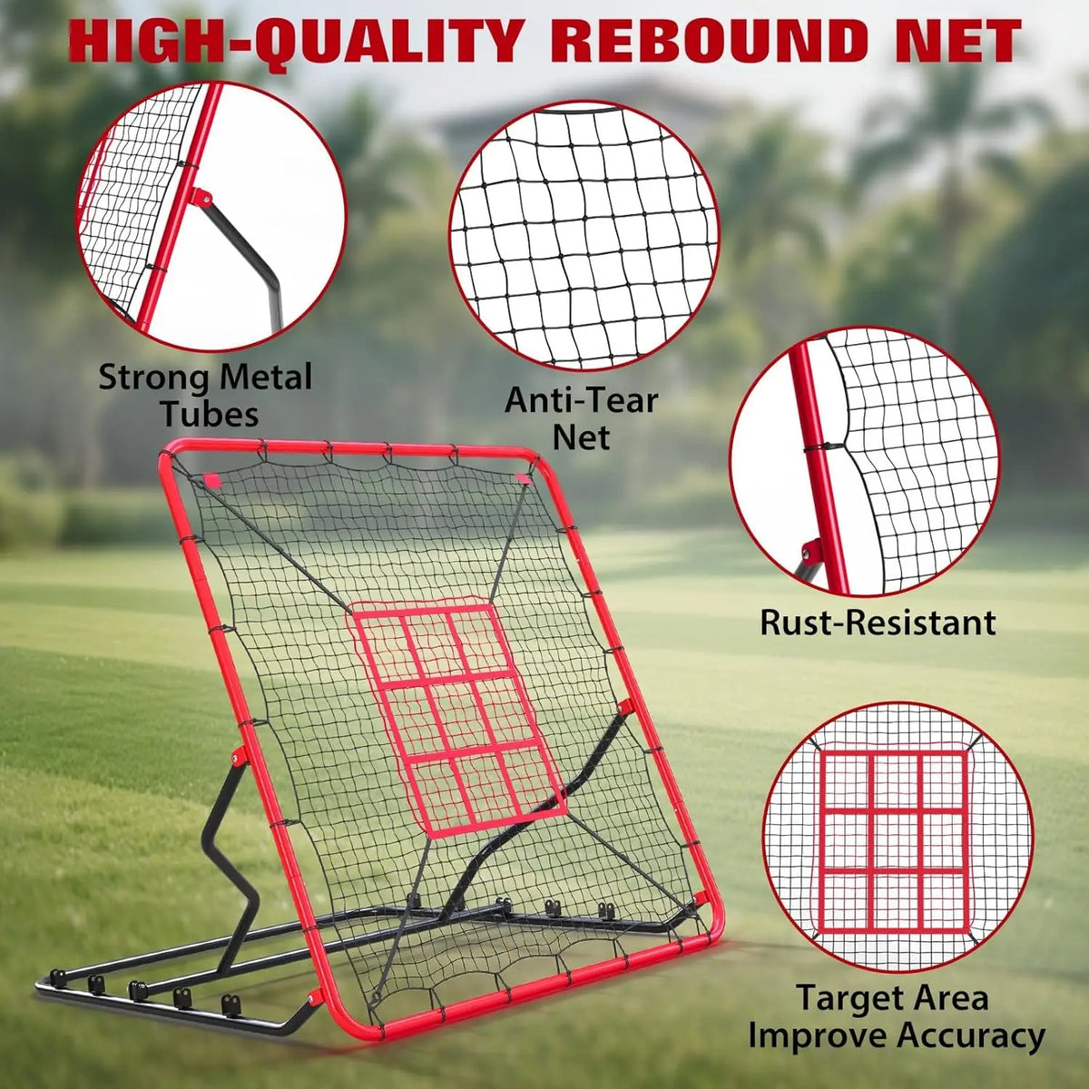 HiMISS Adjustable Multisport Rebounder Net For Baseball Soccer Drills