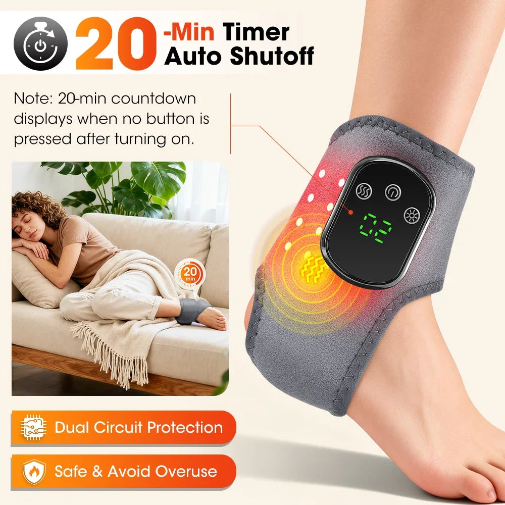 Pastsky Rechargeable Red Light Ankle Brace With Heat And Massage