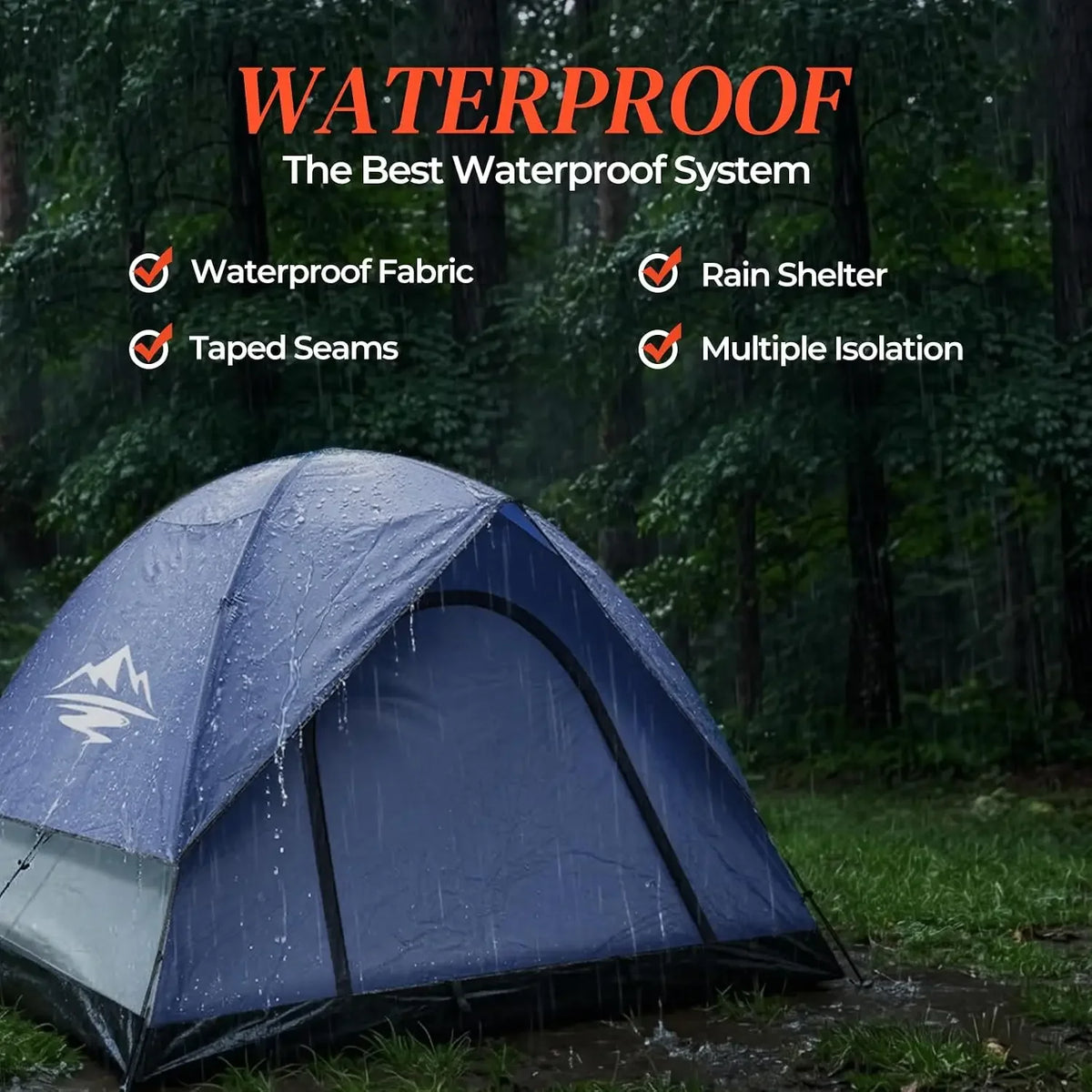 Waterproof Camping Tent With Rainfly And Easy Setup